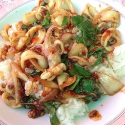 ข้าวกระเพราปลาหมึก