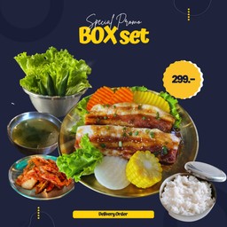 [อร่อยซ่ากับโค้ก] BOX set หมูสามชั้นซอสผลไม้ +  โค้ก ออริจินัล (กระป๋อง) 