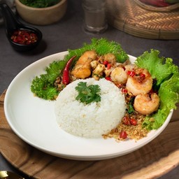 ข้าว+ทะเลคั่วพริกเกลือ