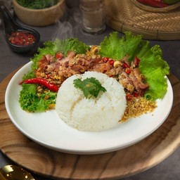 ข้าว+หมูคั่วพริกเกลือ