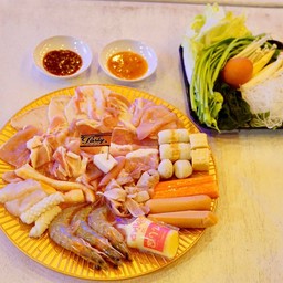 ชุดรวม M หมูกระทะอิ่มคุ้ม+น้ำซุป+น้ำจิ้ม2แบบ