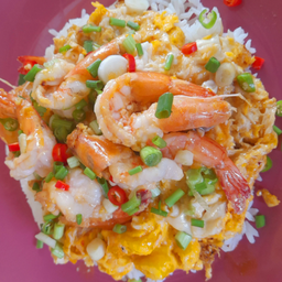 ไข่ขยี่กุ้ง ราดข้าว