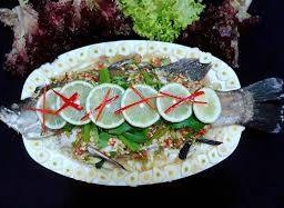 ปลากระพง/ปลาทับทิมนึ่งมะนาว