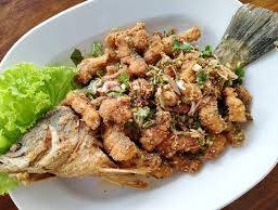 ลาบปลากระพง/ปลาทัมทิบ