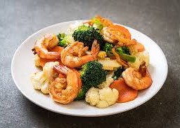 ผักรวมมิตรผัดกุ้ง