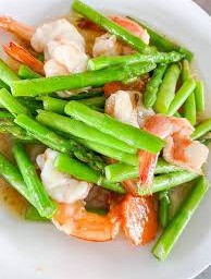 หน่อไม้ฝรั่งผัดกุ้ง