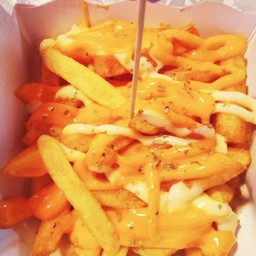 Cheese Fries Small Cup with Cheese Powder and Cheese Sauce