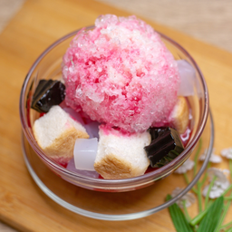 เฉาก๊วย-ขนมปัง-วุ้นมะพร้าว (น้ำแดง)