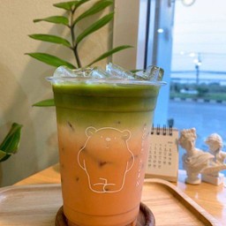 Double tea ชาไทย:ชาเขียว นมเย็น