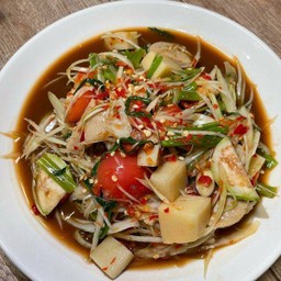 ตำมั่วมั่ว (หน่อไม้+บุ้งจีน+หมูยอ)