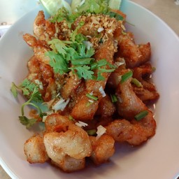 หมูทอดกระเทียม(กับข้าว)