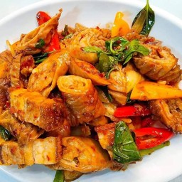 ผัดพริกเผาหมูกรอบ(เป็นกับข้าว)