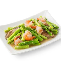 กุ้งผัดหน่อไม้ฝรั่ง