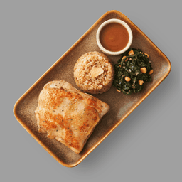 สเต๊กไก่ ผักโขม