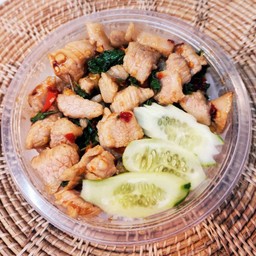 Stir-fried Basil Rice with Pork Neck