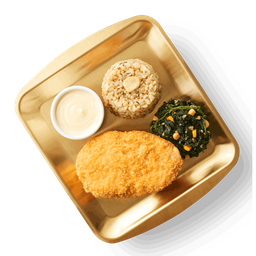 สเต๊กหมูทอด ผักโขม