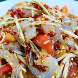 ตำกุ้งสด/กุ้งสุก