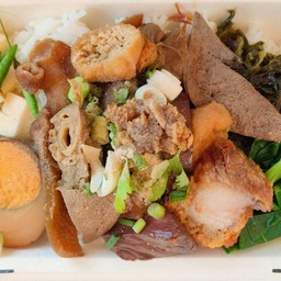 Rice with Noodle Soup Toppings