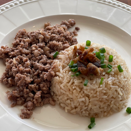 ข้าวผัดมันเนื้อ+โคขุนน้ำมันหอย