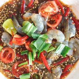 ตำเกาเหลากุ้งสด