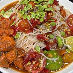 Som Tum With Rice Noodles And Pickled Mussels