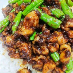 ผัดพริกแกงถั่วราดข้าว