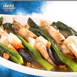 กุ้งแชบ๊วยเจี๋ยนคะน้าฮ่องกง