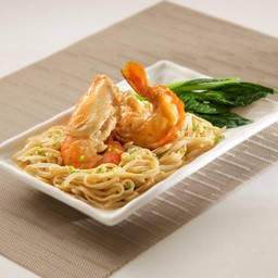 บะหมี่กับกุ้งแม่น้ำ