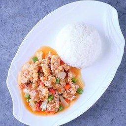 ข้าวราดผัดเปรี้ยวหวานสไตล์ฮ่องกง หมู/ไก่