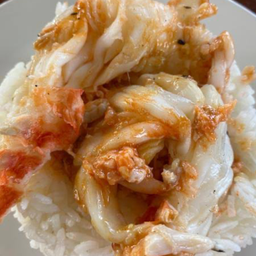 ข้าวราดกุ้งแม่น้ำเผา+น้ำจิ้มซีฟู้ด