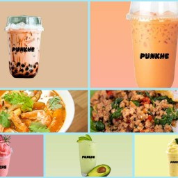 Punkhe ชานม,ชาไทย,ผลไม้สมูทตี้ ฟรีไข่มุก อาหารตามสั่ง เมฆฟ้าวิลล์