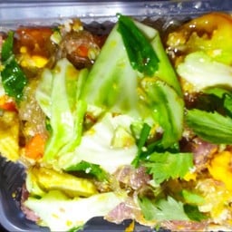 ผัดวุ้นเสันราดข้าว