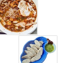 ก๋วยจั๊บรวมพิเศษ กินคู่หมูยออุบลลวกจิ้มซีฟู้ด