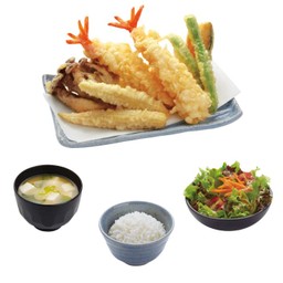 โจ เทมปุระ+ข้าวสวยญี่ปุ่น +ซุปมิโซะ+มินิสลัด