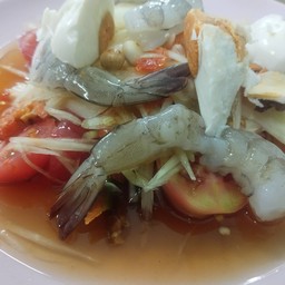 ส้มตำกุ้งสด+ไข่เค็ม