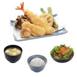 ออลสตาร์เทมปุระ+ข้าวสวยญี่ปุ่น +ซุปมิโซะ+มินิสลัด