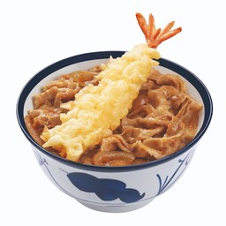 ข้าวหน้ากุ้งเทมปุระ และหมูผัดซอสสไตล์ญี่ปุ่น