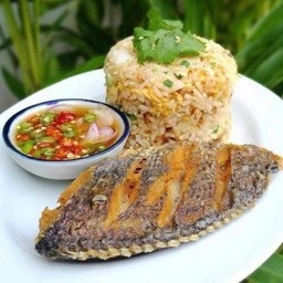 ข้าวผัดปลานิลทอด