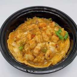 ข้าวไข่ข้นกุ้งผัดพริกสด