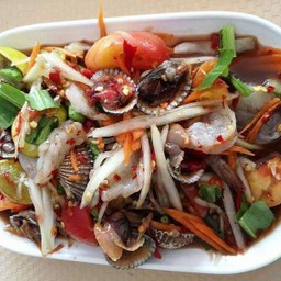 ตำหอยแครงกุ้งสด