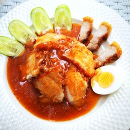 ข้าวหมูแดง+หมูกรอบ