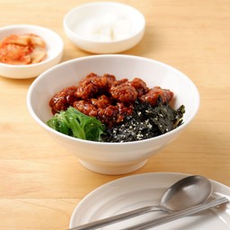 ข้าวยำไก่กรอบสาหร่าย+ซุปมิโสะ