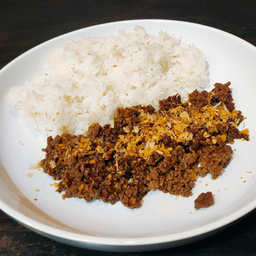 ข้าวหมูผัดน้ำมันหอยพริกไทย