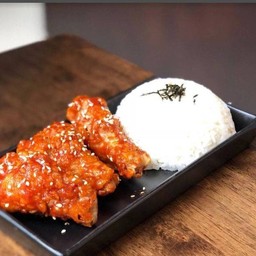 ข้าว ไก่ทอด ปีกบน3ชิ้น เคลือบซอลเกาหลี