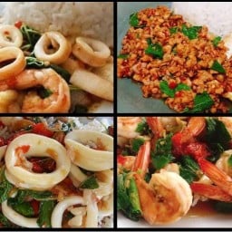 ข้าวกระเพรา ข้าวไข่เจียว สาขาบางบ่อ
