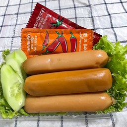 ใส้กรอกหนังกรอบนึ่งแบบกล่อง5ชิ้น