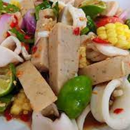 ยำหมูยอ + ปลาหมึก