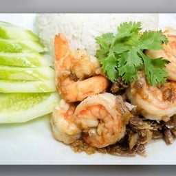 กุ้งกระเทียม (ราดข้าว)