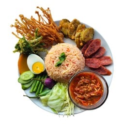 ข้าวคลุกน้ำพริกมะม่วง+กุนเชียง+ไข่ต้ม