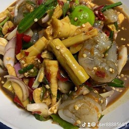 ตําหน่อไม้กุ้งสดน้ำปลาร้านัวๆ